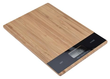 Digitale Küchenwaage 15 x 20 cm aus Bambus LCD-Anzeige bis 5 kg/1g Waage Haushaltswaage Backwaage
