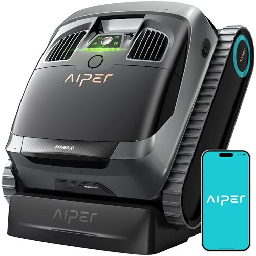 AIPER Scuba X1 Robot Piscina Limpiafondos y Paredes, Potente Succión de 6600 GPH con Doble Chorro, Sistema de Filtración Multicapa, Limpieza de Línea de Agua, Ideal para Piscinas de Obra hasta 200 m²