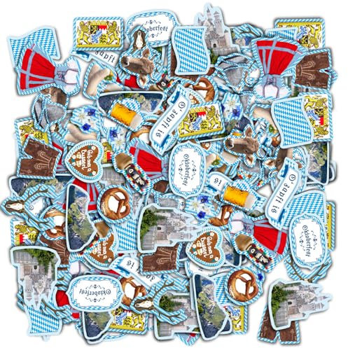 Bunte Oktoberfest Tischdeko Motive - 5 x 51 Stück Streudekoration aus Karton, 2 bis 5,5 cm, beidseitig bedruckt