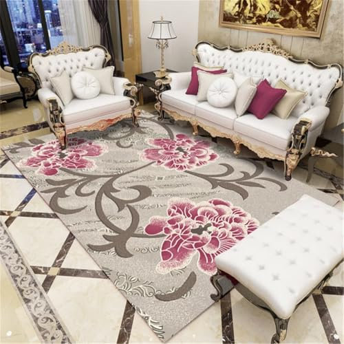 Kunsen Moquette Exterieur La décoration de Motif de Branche Grise à imprimé Violet Peut être personnalisée Tapis XXL Bebe Rose Tapis d eveille Bebe 130X190CM