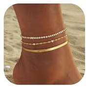 MOGASA 3 Pièces Bracelet de Cheville Femme | Chaine de Cheville Acier Inoxydable Doré & Argent | Chevillère Bijoux Femme Hypoallergénique | Ensemble Élégant de Bracelets de Cheville | Cadeau Parfait