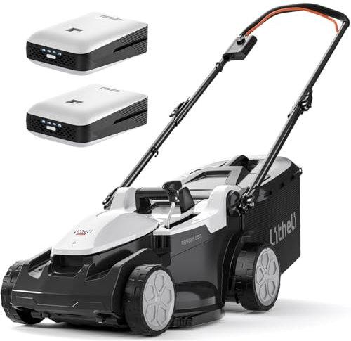 Litheli Akku Rasenmäher 37cm, Bürstenloser Motor, 2 x 20V 4,0 Akkus, 40L Fangkorb, 25-75 mm Schnitthöhe, bis 300 m²
