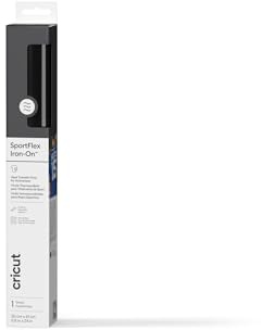 Cricut SportFlex Iron-On, Black, 30cm x 61cm, Heat Transfer Vinyl for Activewear, Ideal for use EasyPress