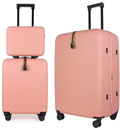 JLY 3pc Travel Set, Makeup Case, Cabin and Large Case, Blush Peach | Matching 3-piece set, expandable large case, waterproof pockets, peach-skin lining throughout