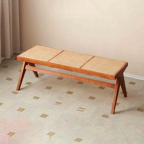Moderne Eingangsbank aus Eiche, mit Rattan-Sitz, stilvolles Korb-Design für Wohnzimmer, Flur, Schlafzimmer, Badezimmer – vielseitige Möbel für Wohnkultur