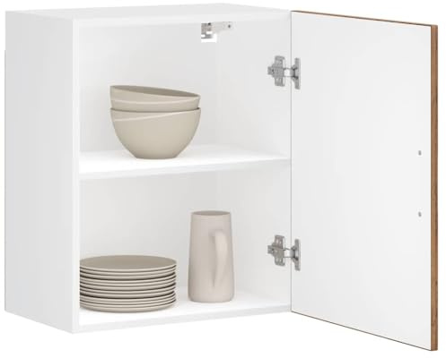 Zeehear Porto Armoire de cuisine suspendue aspect bois vieilli 50 x 31 x 60 cm Meuble de rangement mural pour vaisselle, casseroles, ustensiles de cuisine, durable