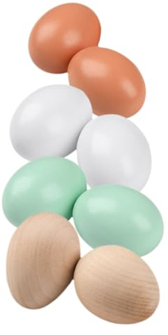 FIXOSHEE Lot De 8 Faux ŒUfs en Bois 2.36X1.77In pour Bricolage Et DéCoration ŒUfs Artisanaux À DéCorer Fournitures d'art pour Enfants Jouets CréAtifs pour PâQues Et ActivitéS Manuelles