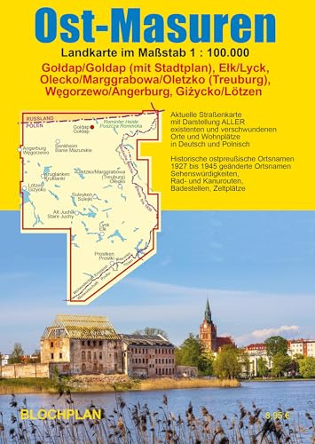 Landkarte Ost-Masuren: Gołdap (Goldap) (mit Stadtplan), Ełk (Lyck), Węgorzewo (Angerburg), Gyżicko (Lötzen), Olecko (Marggrabowa/Oletzko/Treuburg): ... Olecko (Marggrabowa/Oletzko/Treuburg)