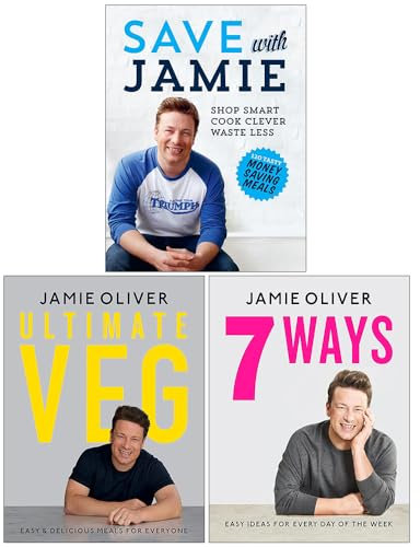 Jamie Oliver Collection 3 Books Set (Save with Jamie, Ultimate Veg & 7 Ways Easy Ideas For Your Favourite Ingredients)