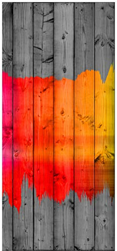Wallario Selbstklebende Türtapete Holzpaneel - Bemaltes buntes Holz - Türposter 93 x 205 cm Abwischbar, rückstandsfrei zu entfernen