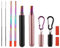 RZJZGZ Lot de 2 pailles télescopiques réutilisables en acier inoxydable avec étui porte-clés en aluminium et brosse de nettoyage pour voyage, maison, travail (noir et or rose)