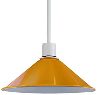 DCVOLTAGE Moderne Deckenlampe, Lampenschirm, Gelb, Metall, kegelförmig, Hängeleuchte E27-Sockel, Hängeleuchte für Schlafzimmer, Flur, Büro, Café, Restaurant, 2 Stück