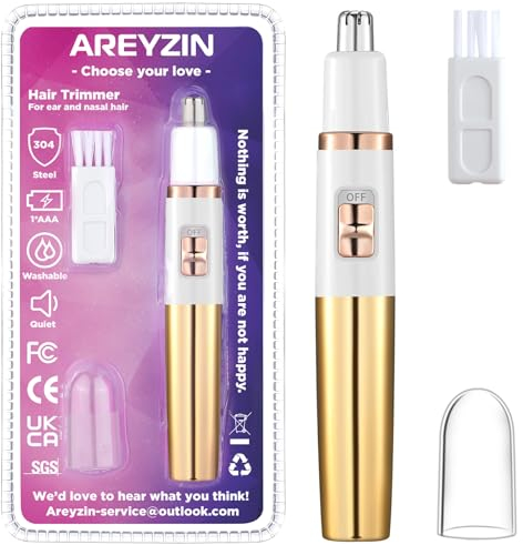 Sans douleur tondeuse nez femme,Professionnelle tondeuse nez oreilles homme,tondeuse nez homme,Fonctionne à piles,Lames à double bord étanches pour un nettoyage facile