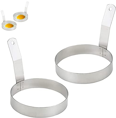 2 Pack Egg Rings for Frying Eggs, Non Stick Stainless Steel Moulds