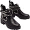 2021 Frauen Stiefeletten Damen Elegent Mode Party Schuhe Hohl Nieten Ankle Boots Schnee Stiefel Mit Verschluss Absatz Herbst Winter High Heel Rockabilly Stiefel,Schwarz,39 EU