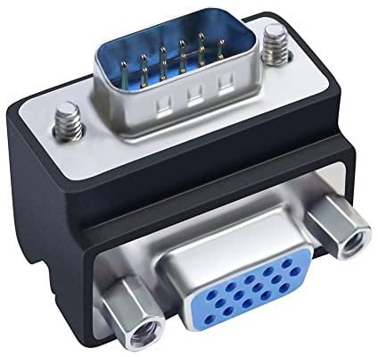 DTech VGA 90 Degree Right Angle Adapter 15 Pin Male to Female Extension Converter Coupler