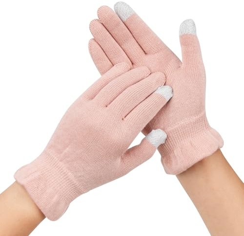 Donfri Touchscreen Cotton Moisturizing Gloves 2 Pairs, Pink, M