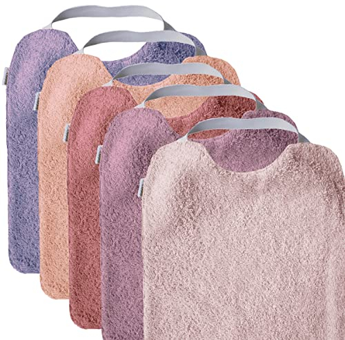 MIMUSELINA | 5er-Pack Frottee - Babylätzchen mit elastischem Halsausschnitt | Wasserdichte Lätzchen Baby | Geeignet für Beikost, Kita und als Baby Lätzchen für den Alltag | Produziert in Spanien