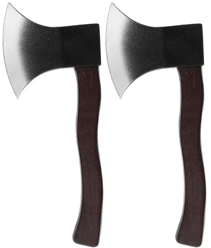 Alipis Small Hatchet Axe Toy: Realistic Rubber Simulation Axe Toys - 2PCS Fake Cosplay Props for Halloween Role Play Masquerade Costume Accessories