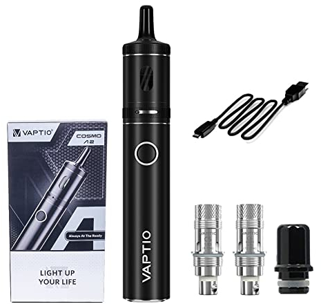 VAPTIO Cosmo A2 Kit Sigaretta Elettronica 2000mAh 25W Vape Pen con Cosmo Bobina in rete da 2 pezzi 0,7ohm(C5) / 1,0ohm(C6),no liquido no nicotina(nero)