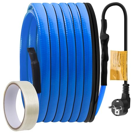 Ci-fotto Frostschutz Heizkabel, Selbstregulierendes Heizkabel (5M, 25 W/M) mit eingebautem Thermostat zum Schutz von Wasserrohren, Metall-/Kunststoff-Hausrohren, Dachrinnen, Weidetrögen