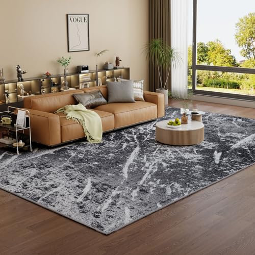 Vamcheer Tappeto Salotto Pelo Corto - Astratto Design Moderni Tappeti Soggiorno,Tappeto Camera da Letto lavabile,Decoration salon y casa, Tappeti Grandi Antiscivolo Morbido,Grigio scuro 160x230 cm