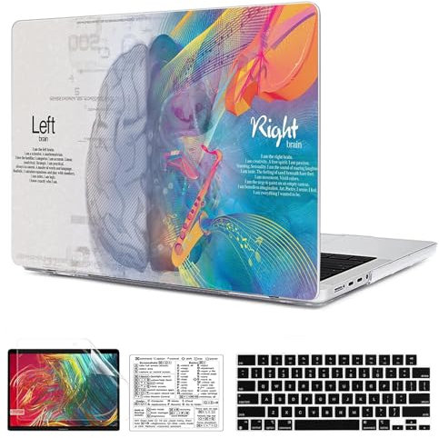 QCzyc Compatible with MacBook Pro 16 inch Case 2021-2024 Release M4 A3403 A3186 M3 A2991 M2 A2780 M1 A2485 Pro/Max Plastic Shell Case &Mac OS Keyboard Sticker&Keyboard Cover (Music Left Right Brain)