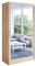 Easy4You K7 100 cm Sonoma Sliding Doors Wardrobe 100 x 200 x 58 cm with Mirror - Bedroom Furniture, Storage - Multi-Purpose Cabinet