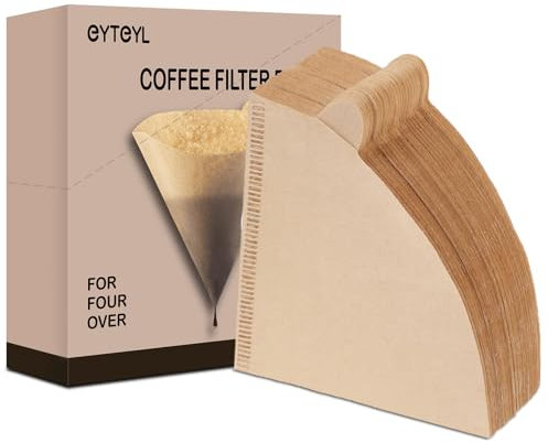 100PCS Disposable Coffee Filters 2 Cone Paper, Natural Coffee Filter, Coffee Dripper and Coffee Maker, 2-4 Cup, Natural, Brow (10.5cm x 10cm - V01)
