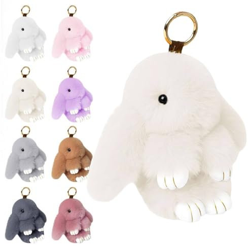 Porte-clés Bunnylu-lu avec 8 couleurs, porte-clés lapin Lu-lu mignon fait à la main pour femme, porte-clés lapin en peluche pour sacs, téléphones, clés