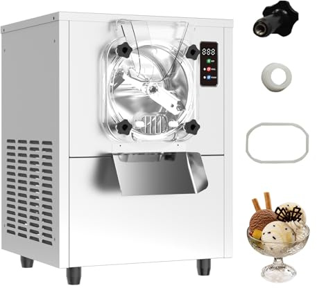 AnyDoor Commercial Hard Ice Cream Maker Machine 1400W 110V 3 to 4 Gallons Per Hour Gelato Ice Cream Machine with Auto Clean LED Panel Perfect for Snack Bar Restaurants