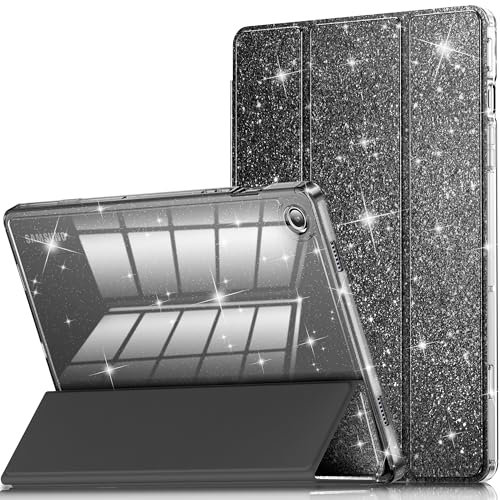 INFILAND Case for Galaxy Tab A9 Plus 5G, Glitter Cover with Sparkly Clear Back for Samsung Galaxy Tablet A9+/A9 Plus 11 Inch 2023 Model (SM-X210/X216/X218)[Auto Wake/Sleep] for Girls Kids (Black)