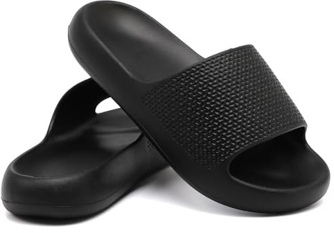 Uonesone Claquettes Femmes Hommes été Chaussons,Orthopédique Pantoufles Antidérapant Séchage Rapide Bout Ouvert Super Doux Confortable Semelle épaisse(Noir,40/41 EU)