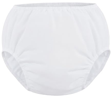 Auslaufsichere Windelüberhose für Erwachsene, Kunststoff Sicherheitshose, wasserdichte PE Unterwäsche für Inkontinenz und ältere Menschen, Weiß, L