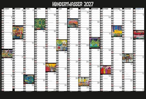Hundertwasser Mini-Jahresplaner Art 2027: Wandplaner