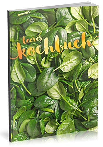 Dékokind® Leeres Kochbuch: Für über 80 Lieblingsrezepte || Ca. A5 Softcover || Rezeptbuch zum Selbstgestalten / Selberschreiben mit Inhaltsverzeichnis || Motiv: Grüner Salat