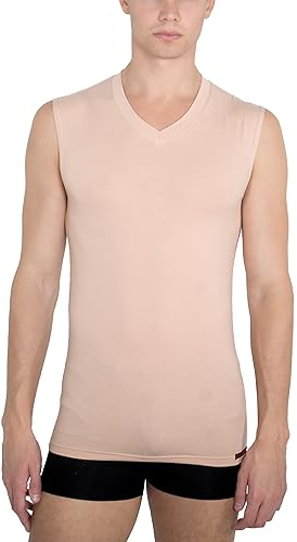 ALBERT KREUZ V-Unterhemd unsichtbar Business Herrenunterhemd aus Stretch-Baumwolle ohne Arm Hautfarbe Nude 6/L