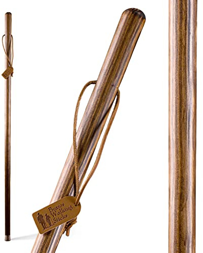 Brazos Handcrafted Wood Walking Stick, Pine, Trekker Style Handle, for Men & Women, Made in the USA, Brown, 48