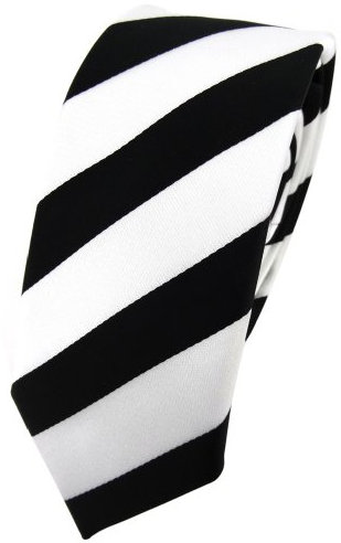 TigerTie - schmale Designer Krawatte in schwarz weiß gestreift