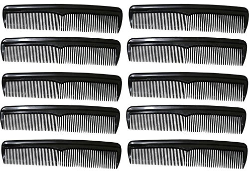 COM-FOUR® 10x Haarkamm, fein- und grobgezahnter Frisierkamm, handlicher und robuster Taschenkamm (010 Stück - schwarz)