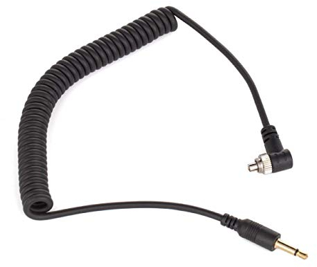 vhbw Blitz PC Sync Kabel Blitzkabel Synchronkabel auf 3.5mm kompatibel mit Canon Speedlite 580EXII Studioblitz, externen Blitz