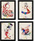 Nacnic Set von vier Farb-Burst-Stylesheets. Poster Alice im Wunderland, Alice Blätter A3 Größe, Kaninchen, Hutmacher und Katze