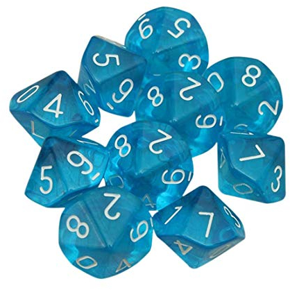 Febbya Dadi Poliedrici,10 Pack Dadi da Gioco Poliedrici Set Doppio-Colore di D10 per DND MTG Rpg Dungeons e Dragons Pathfinder Marmo Blu