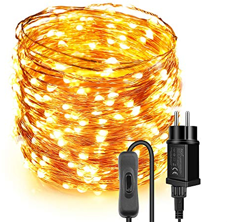 LED Lichterkette Außen, 30M Kupferdraht Lichterketten 300 LED mit Controller, Warmweiß IP65 Wasserdicht Weihnachtsbeleuchtung Innen und Aussen für Weihnachten, Hochzeit, Party, Zuhause, Fenster