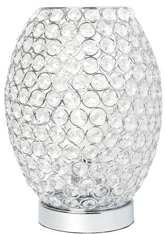 Elegant Designs LT1064-CHR Elipse - Lámpara de mesa (cristal curvado, acabado en cromo)
