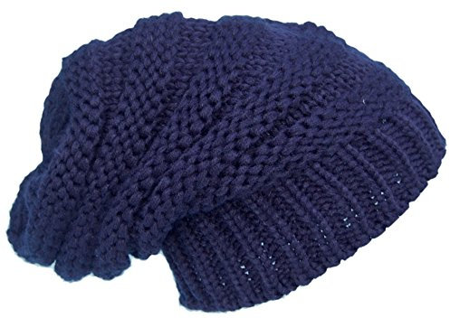 Cool4 Herren Damen Unisex Strickbeanie Slouch Grobstrick Beanie Strickmütze Mütze A20 (Dunkelblau)