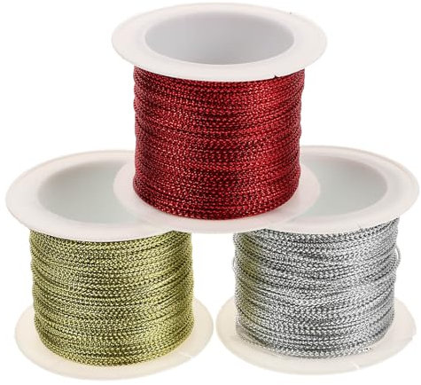 3PCS Metallic Cord Craft Tinsel String Rope Jewelry Making Wrapping Cords for Hanging Wrapping DIY Crafting