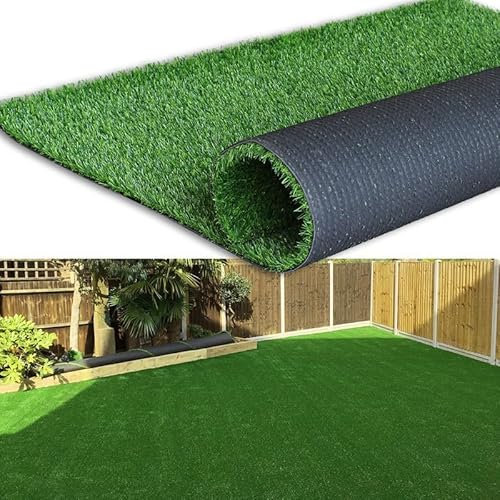 Petgrow Thick Artificial Grass 5 x 10ft,0.7Inch Green Soft Fake Faux Grass Turf Mat,Indoor Outdoor Garden Dogs Pet Synthetic Grass Carpet Doormat, Rubber Backed with Drainage Holes,Christmas Decor Rug