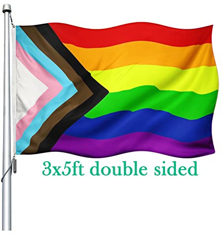 Progress Pride Trans Inklusive POC Regenbogen-Flagge - Lebendige Farben LGBTQ Community All Pride 2020 Gay Pride Lesbische Flaggen Banner 9 x 1,5 m Outdoor Farbbeständig