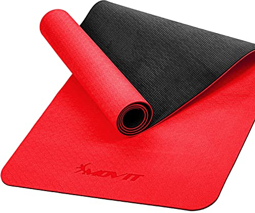 MOVIT Gymnastikmatte, Yogamatte, hautfreundlich und rutschfest, 190 x 100cm, Stärke 0,6cm, Rot